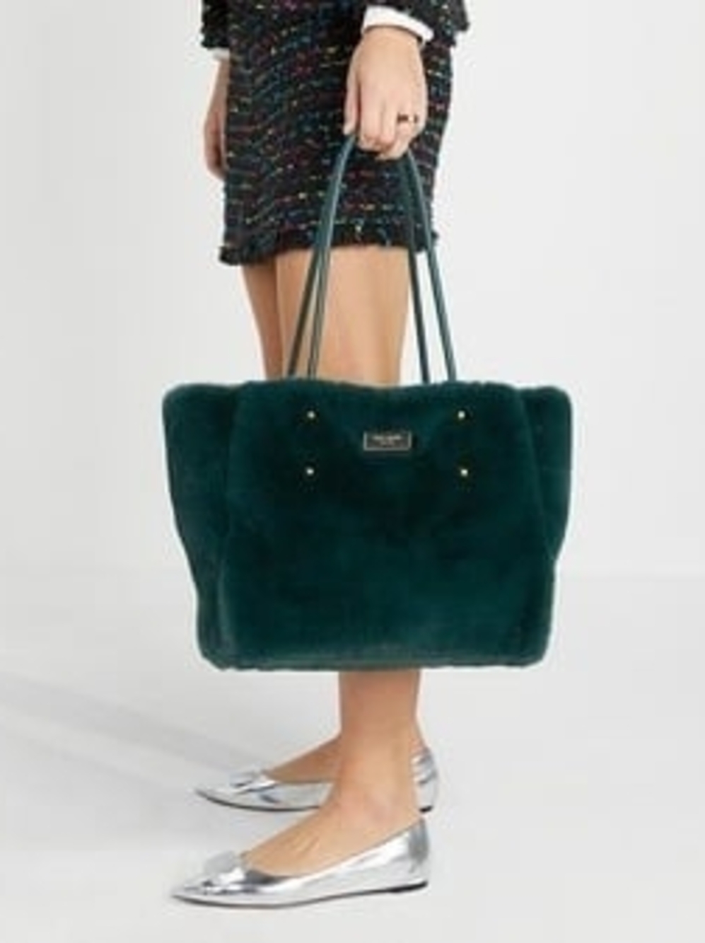 Kate Spade Everything Tote Faux Fur Medium Tote In Pine Grove - Picture 1 of 12